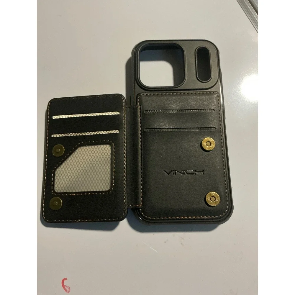 Vinich iPhone 17Pro Wallet Case Card Holder  Black RFID Blocking Shockproof‎